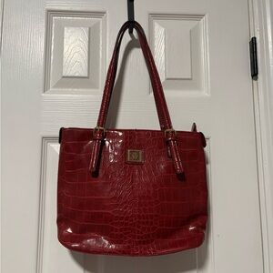 Anne Klein Red Crocodile Shoulder Bag purse holiday big tote party casual formal